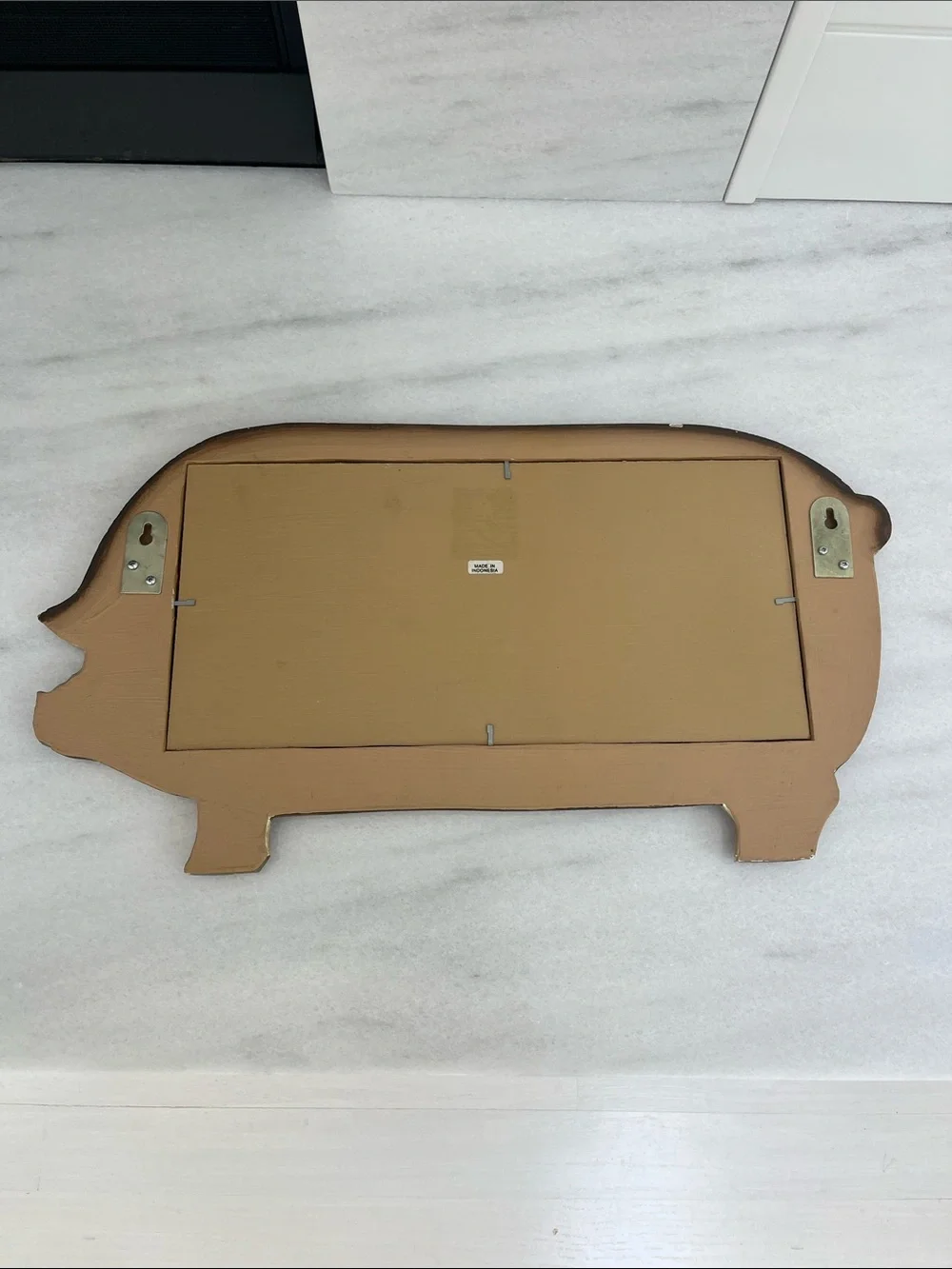 Painted Beige Pig Mirror Farmhouse Decor